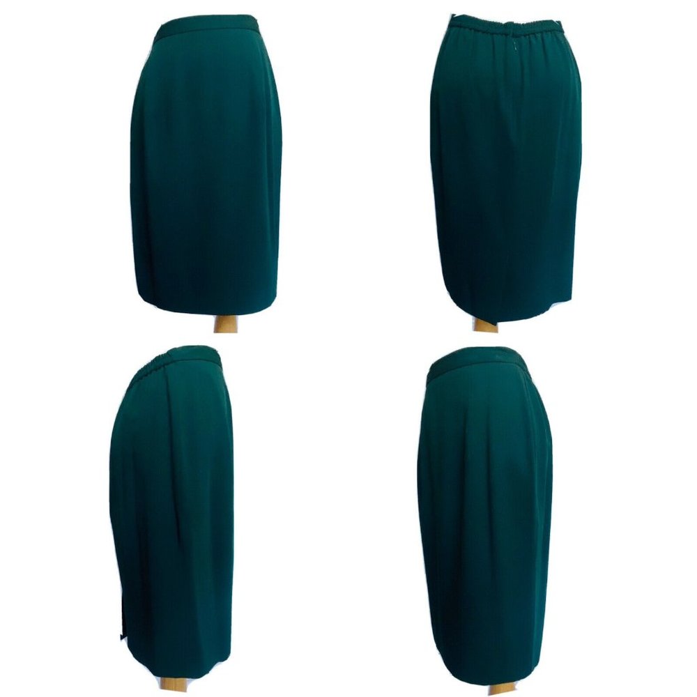 Karen Lawrence by Matthew Vintage Emerald Green Two-Piece Skirt Suit Bib Collar - Picture 12 of 12
